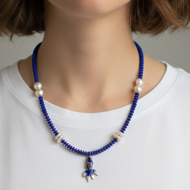 Blue fish necklace 1