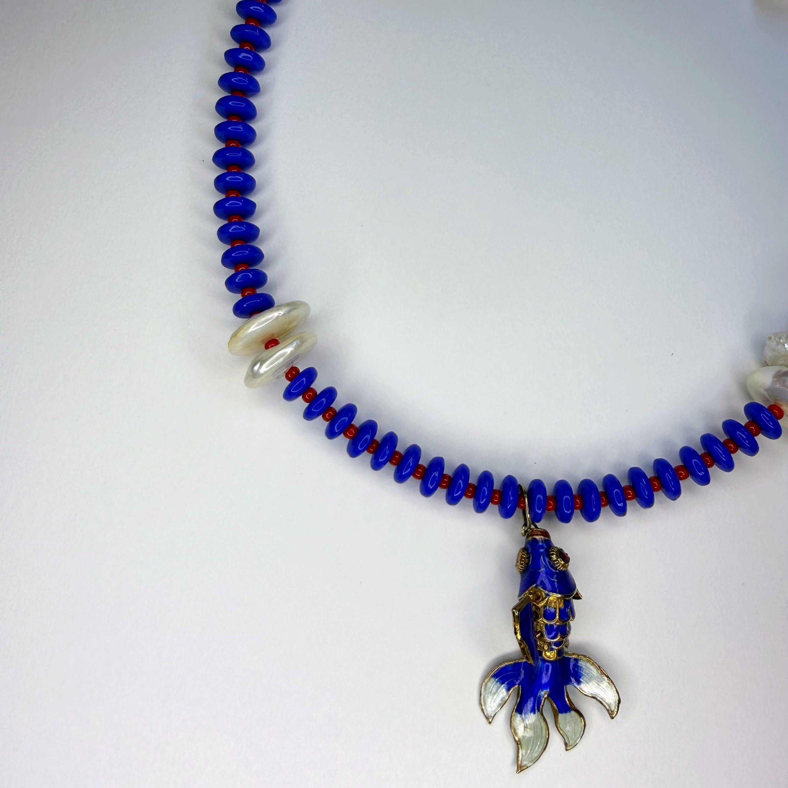 Blue fish necklace 1