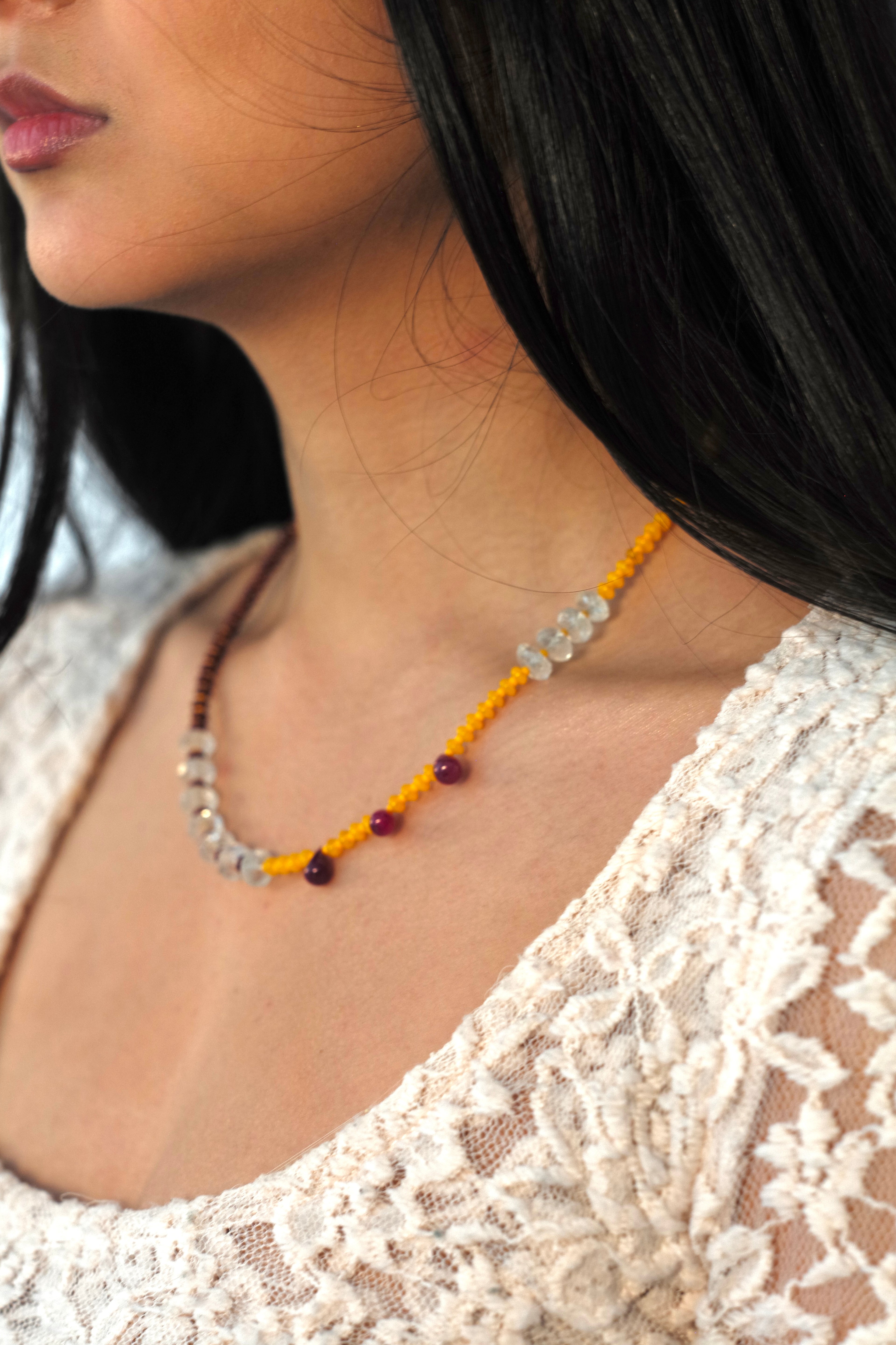 Orange and Ruby Mismatch Necklace