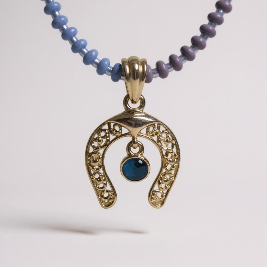 Blue and Purple Horseshoe Evil Eye Necklace